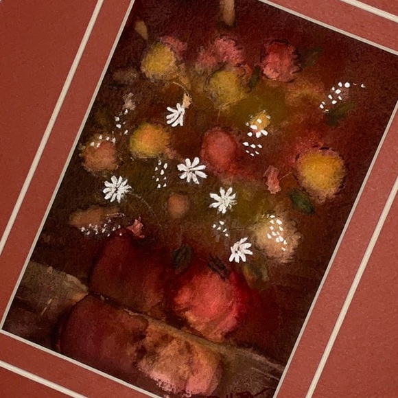 Unframed Matted Loose Floral Watercolour & Gauche Painting by Alberta Artist - Picture 1 of 3